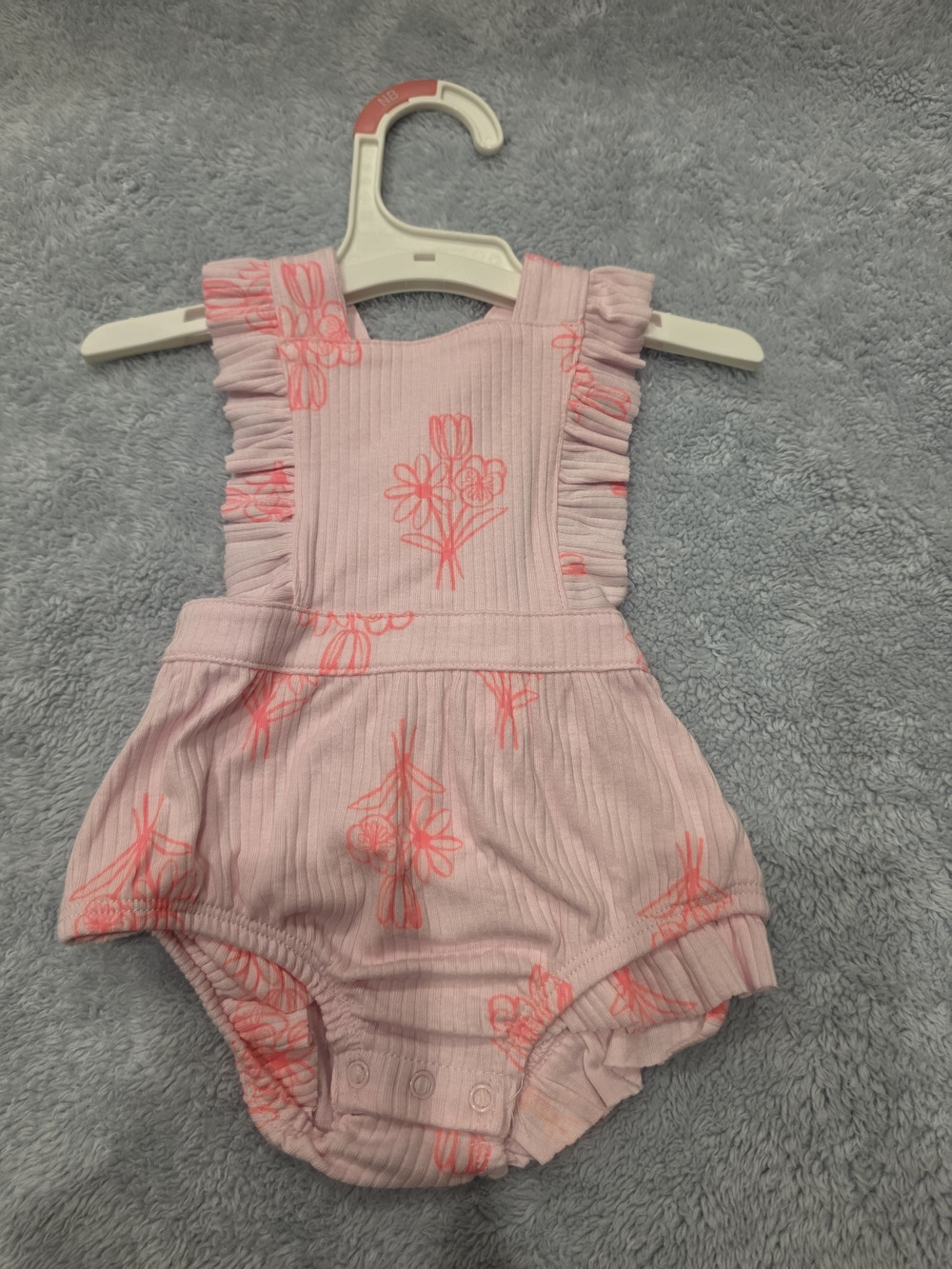 Cat & Jack Pink Floral Ruffle Strap Baby Romper